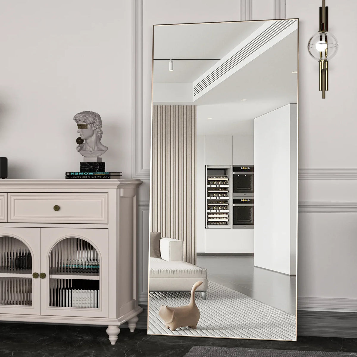 CASSILANDO Full Length Mirror 65" * 24 ", Floor Standing Mirror,  Black Metal Frame Mirror， Full Body Mirror - view 6