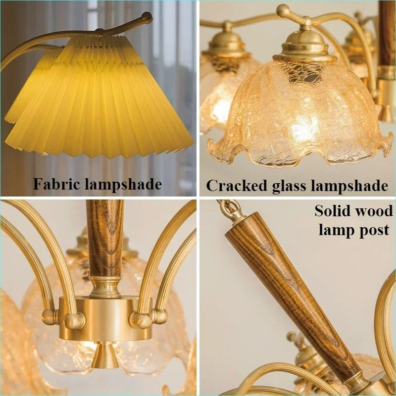 Retro Nordic hanging chandelier with a shade in pleated fabric decorative lamp - view 5