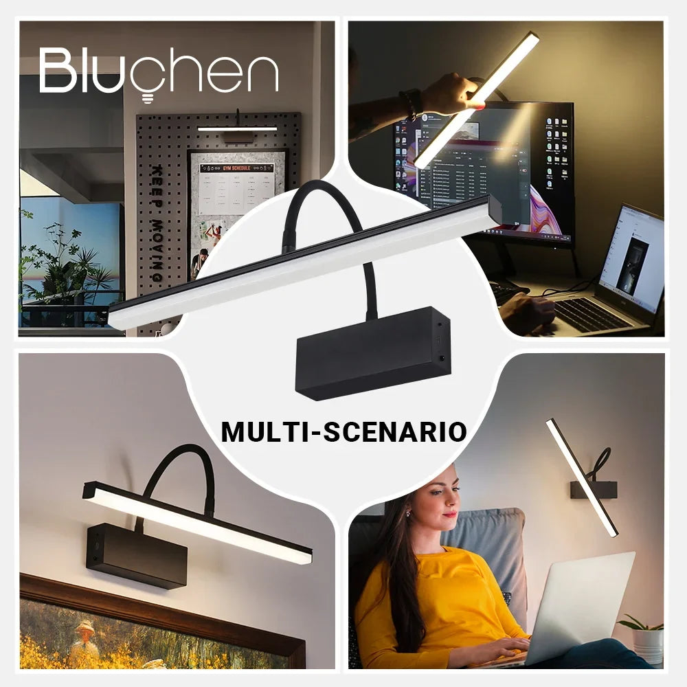 Rechargeable wall sconce with flexible arm for image lighting - view 4