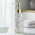 1pc Marble Pattern Ceramic Soap Dispenser,10.14oz Press Type Lotion Dispenser, Refillable Empty Bottle For Shampoo Shower Gel, B - white