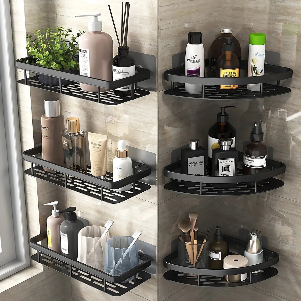 Wall corner shelf without piercing for shower and towels - view 3