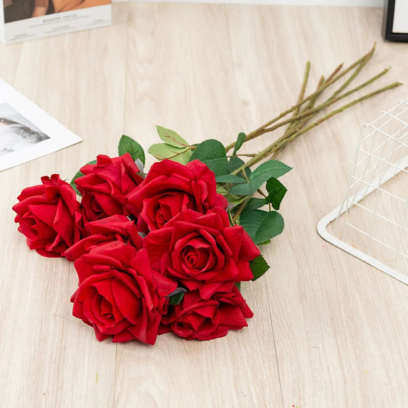 Realistic artificial rose branch for decoration and photography - view 2