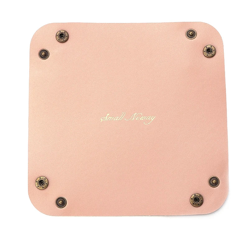 Folding leather storage box for jewelry and accessories - Pink Apricot