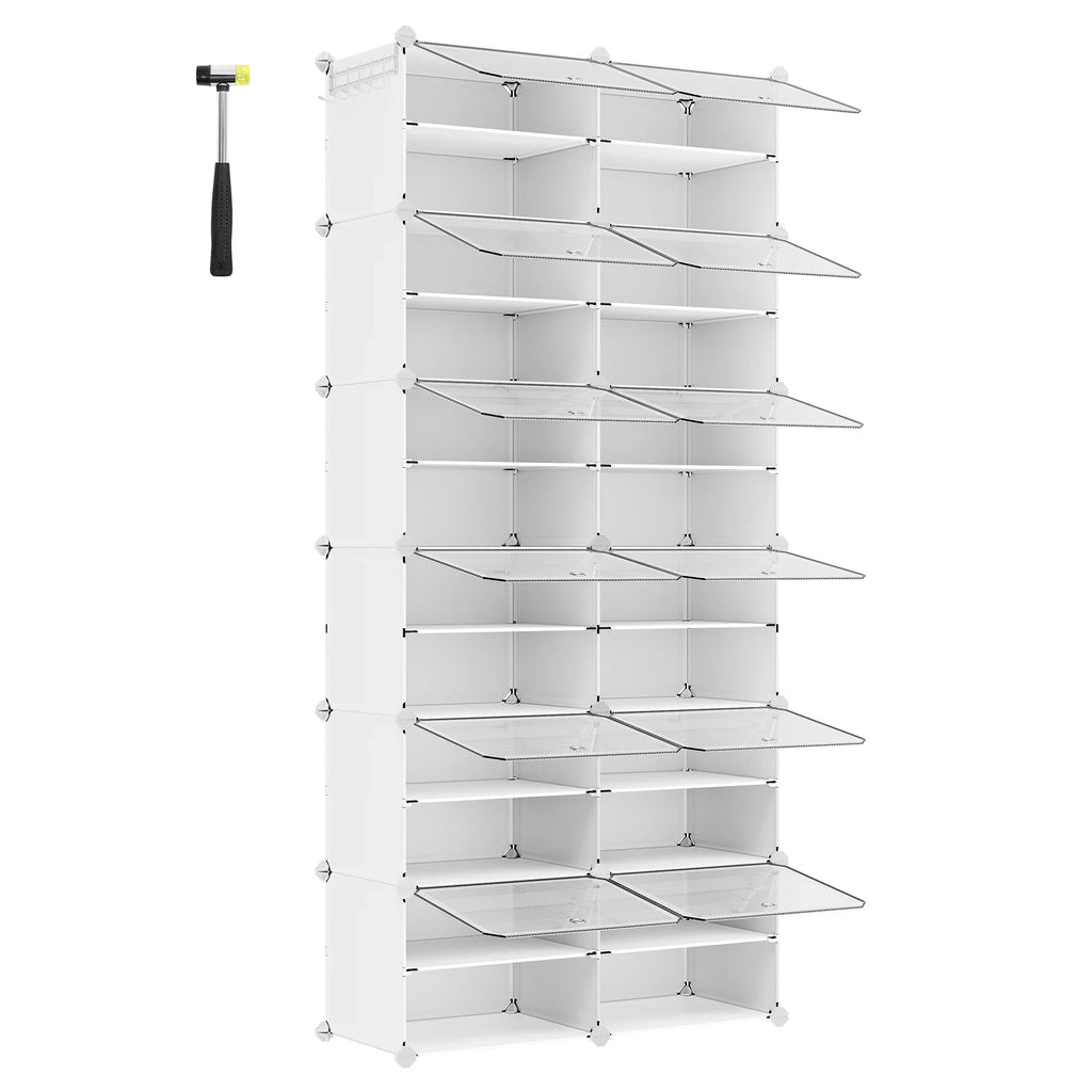 SONGMICS Shoe shelf 12 compartments, Storage shelf Modular, 30 x 40 x 30 cm compartment, White - white color