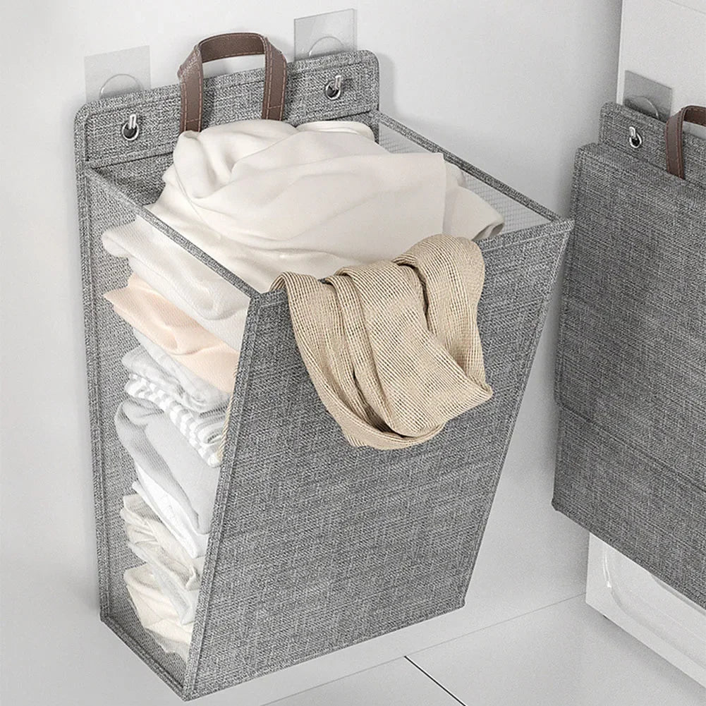 Multifunctional wall adhesive foldable cloth basket for clothing - Gris58x41x15cm