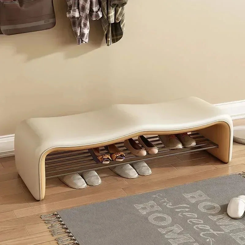 Minimalist storage bench for shoes with design seat - view 2