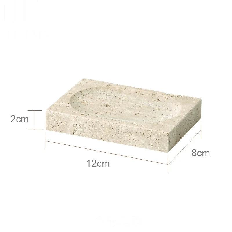 Elegant set of accessories in travertine for the bathroom - Soap dish A