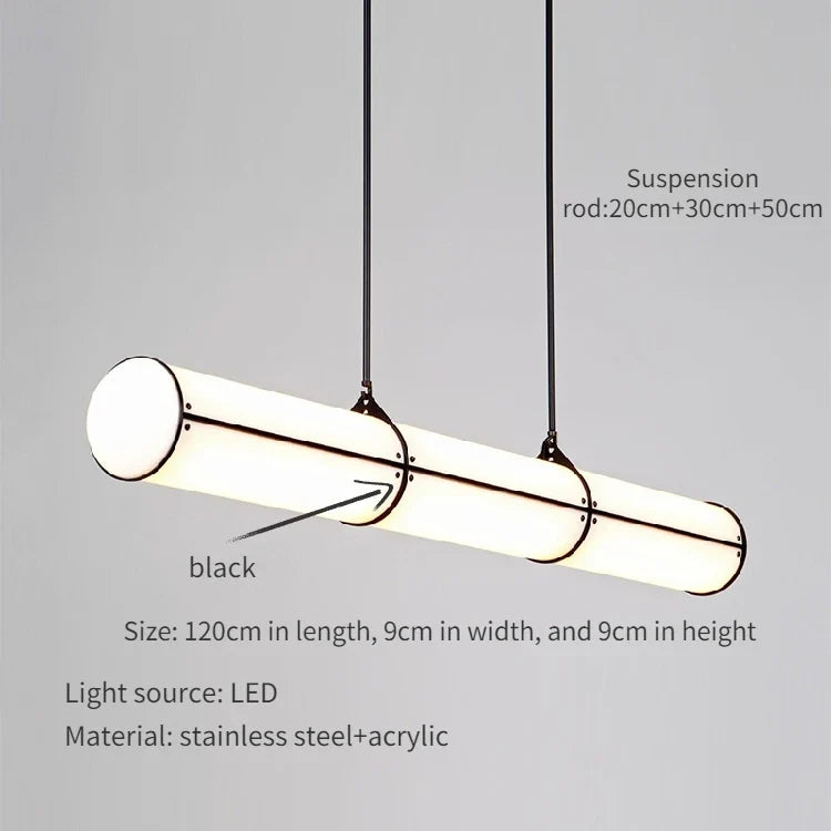 Nordic minimalist chandelier for restaurant and coffee - Black--120cm / Warm White