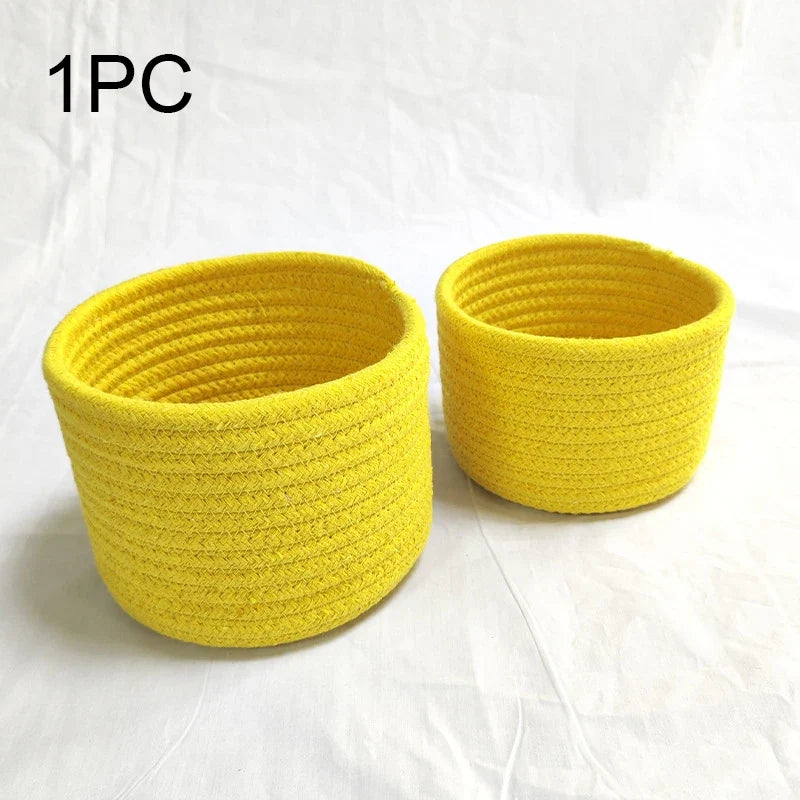 Cotton rope storage baskets for toys and other objects - Yellow / L