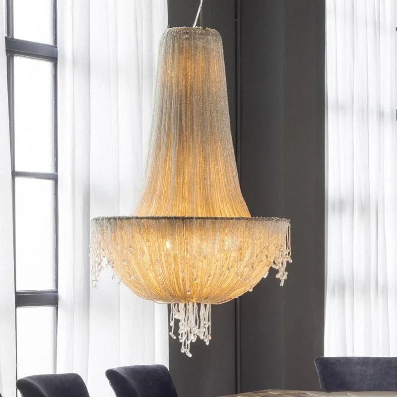 Transparent crystal pendant light with retro and luxurious design - view 5