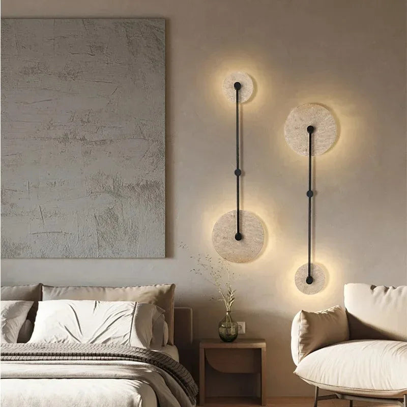 Japanese wall sconce in yellow to led travertine for hotel and decoration