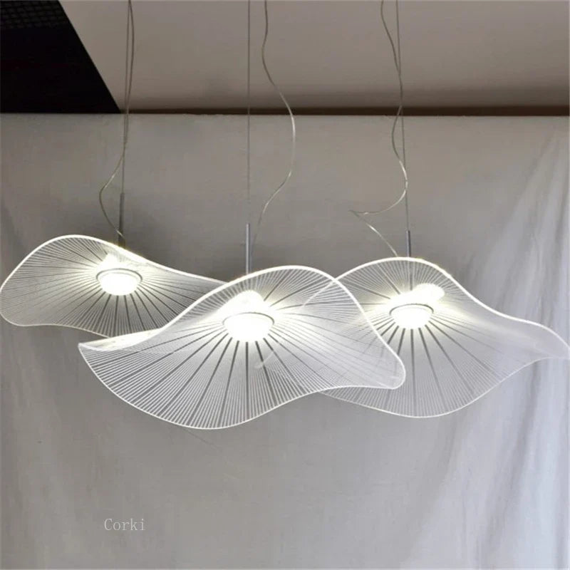 Modern pendant light in the shape of decorative acrylic lotus sheet - view 3