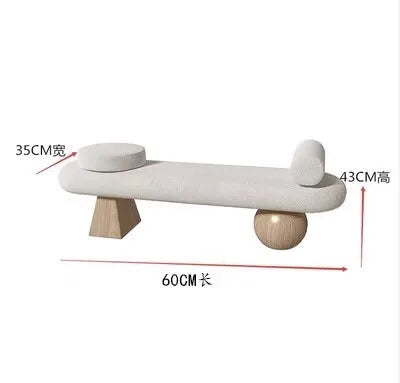 Nordic solid wood stool for shoes and rest - D 60cm