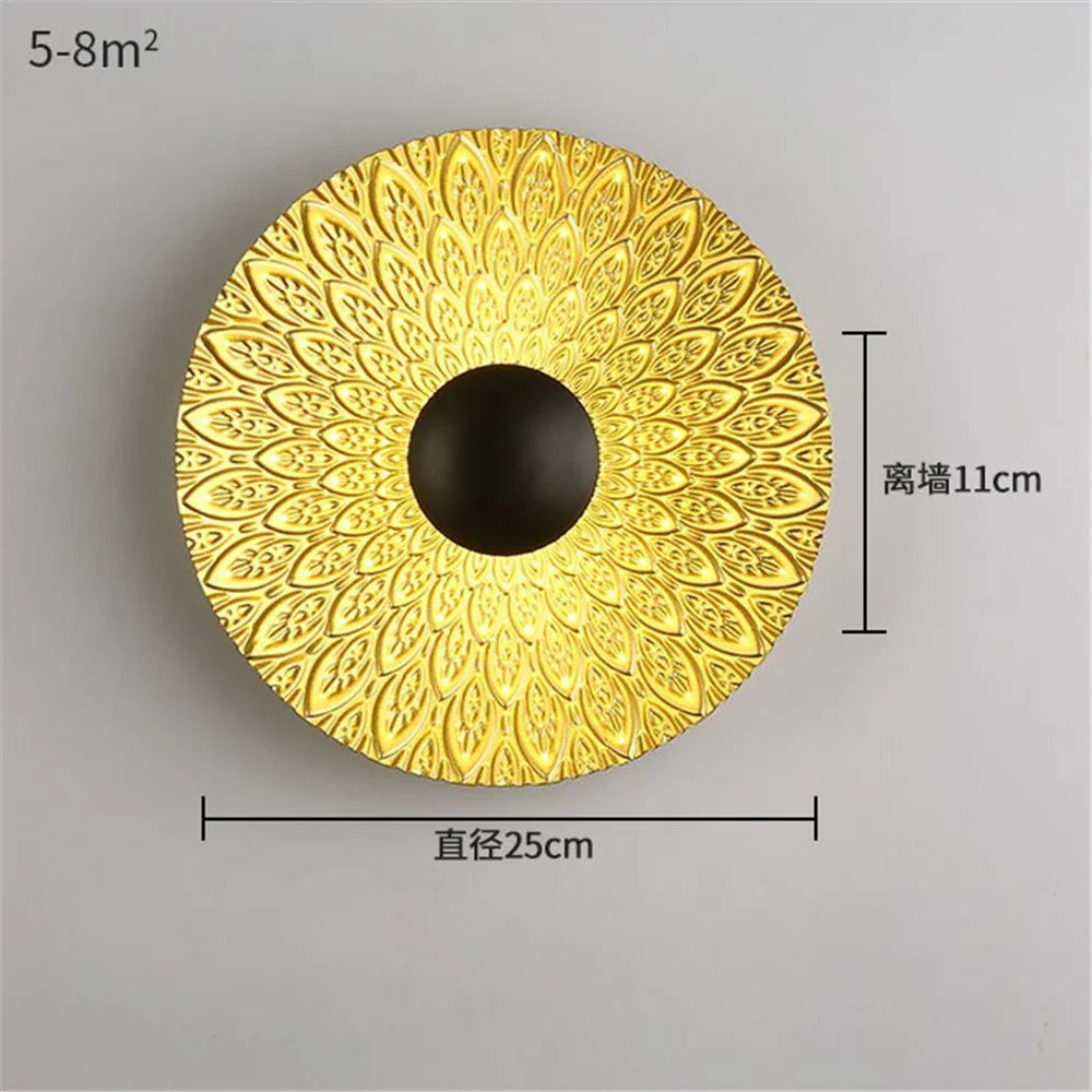 LED wall sconce round in decorative Nordic metal for modern interior - C