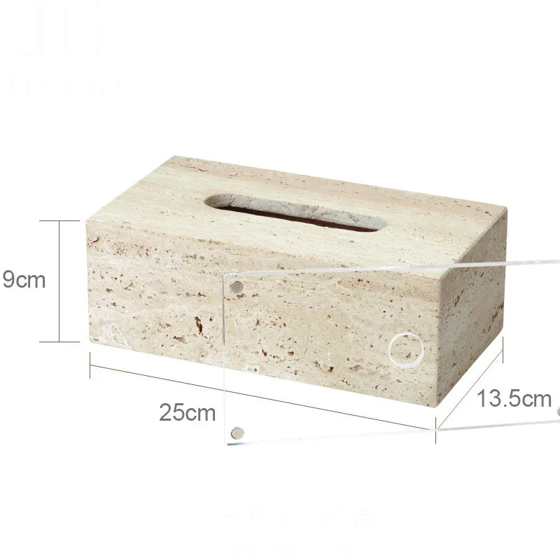 Elegant set of accessories in travertine for the bathroom - Tissue box B