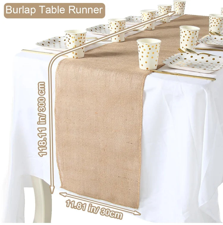 Rustic field-style linen table runner - 300cm