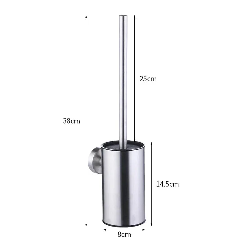 Stainless steel cleaning brush with wall support for bathroom - Chocolat