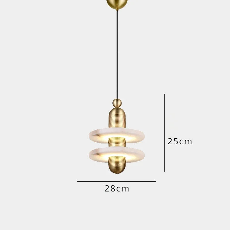 LED design marble pendant light for elegant interior - Gold 28cm Double