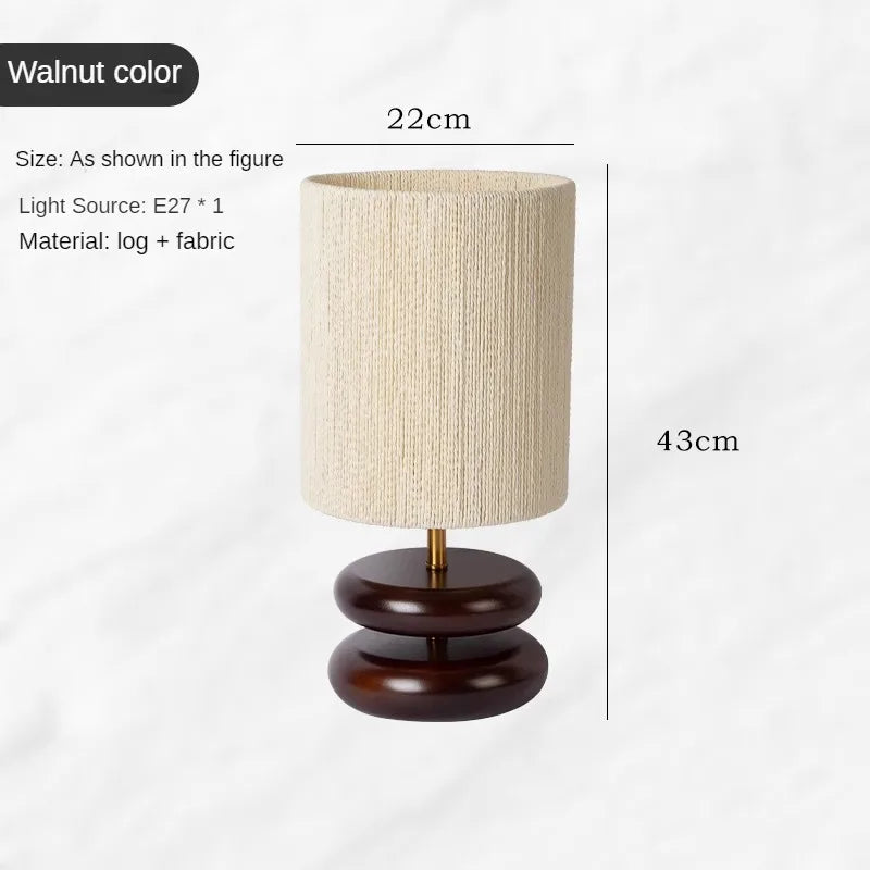 Solid Wood Design Creative Walnut Color Living Room, Study, Bedroom, Bedside, Japanese Style Atmosphere Decoration E27 Desk Lamp - 2700-3300K / Walnut color-H 43cm