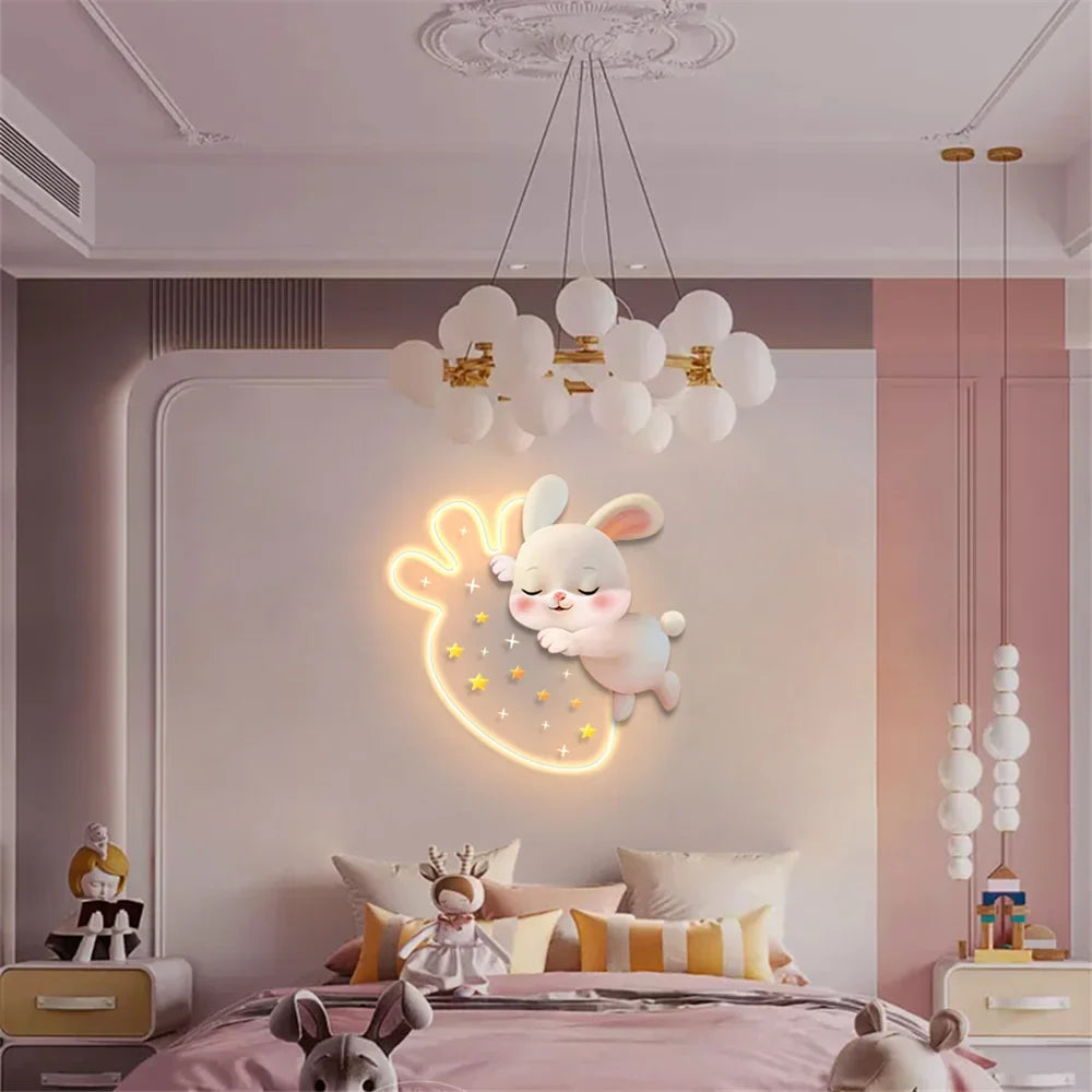 Rabbit wall sconce with strawberries for decorative children's room - view 6