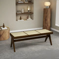 Bench in solid rattan chair long and retro ottoman versatile - STYLE-8