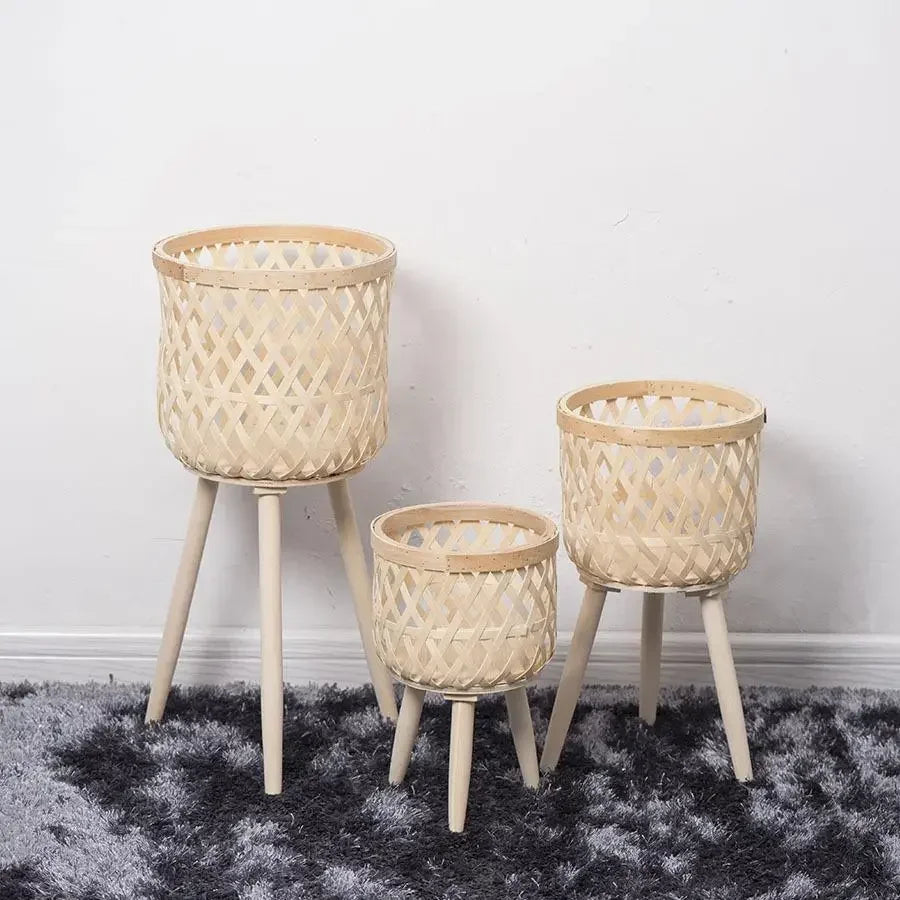 Braided rattan flower holder for interior decoration - view 2