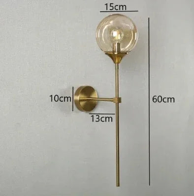 Modern wall sconce in glass and chrome gold for interior decoration - Ae Golden Amber / Glass Ball 15cm / No Bulb