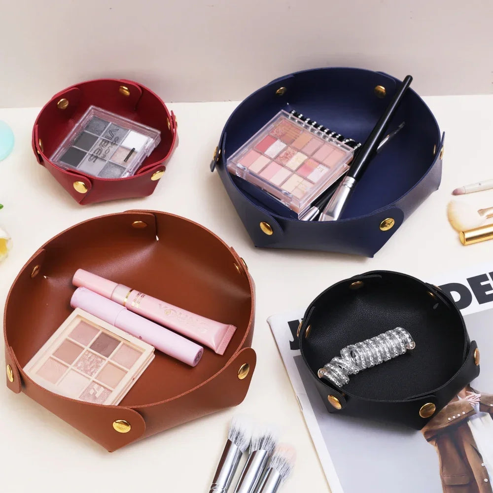 Folding leather top for storage and organization - view 2