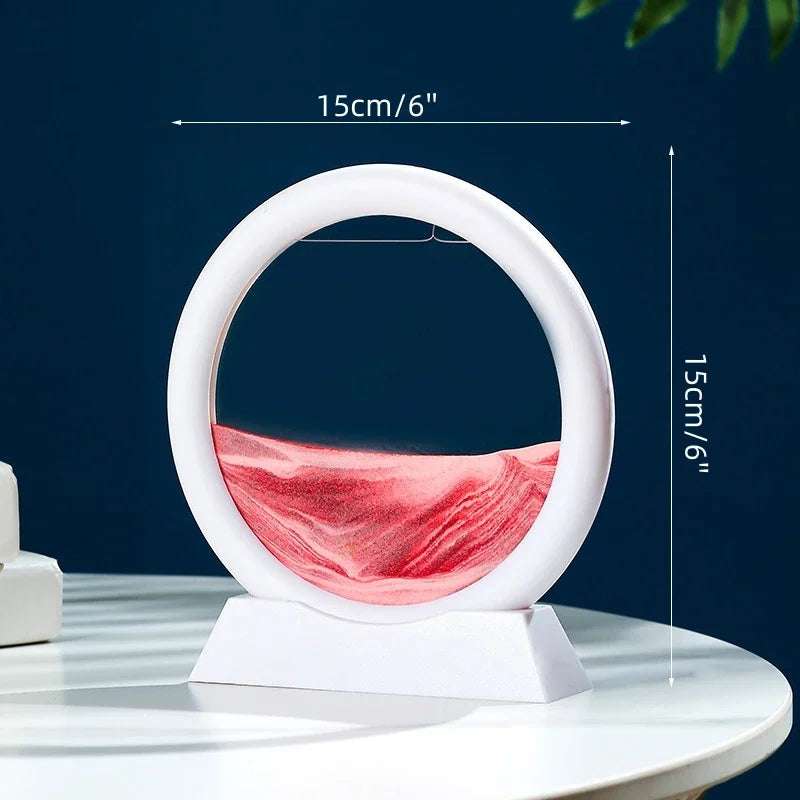 Glass hourglass 3d sand landscape in motion artistic decoration - B-Red (5 Inches)