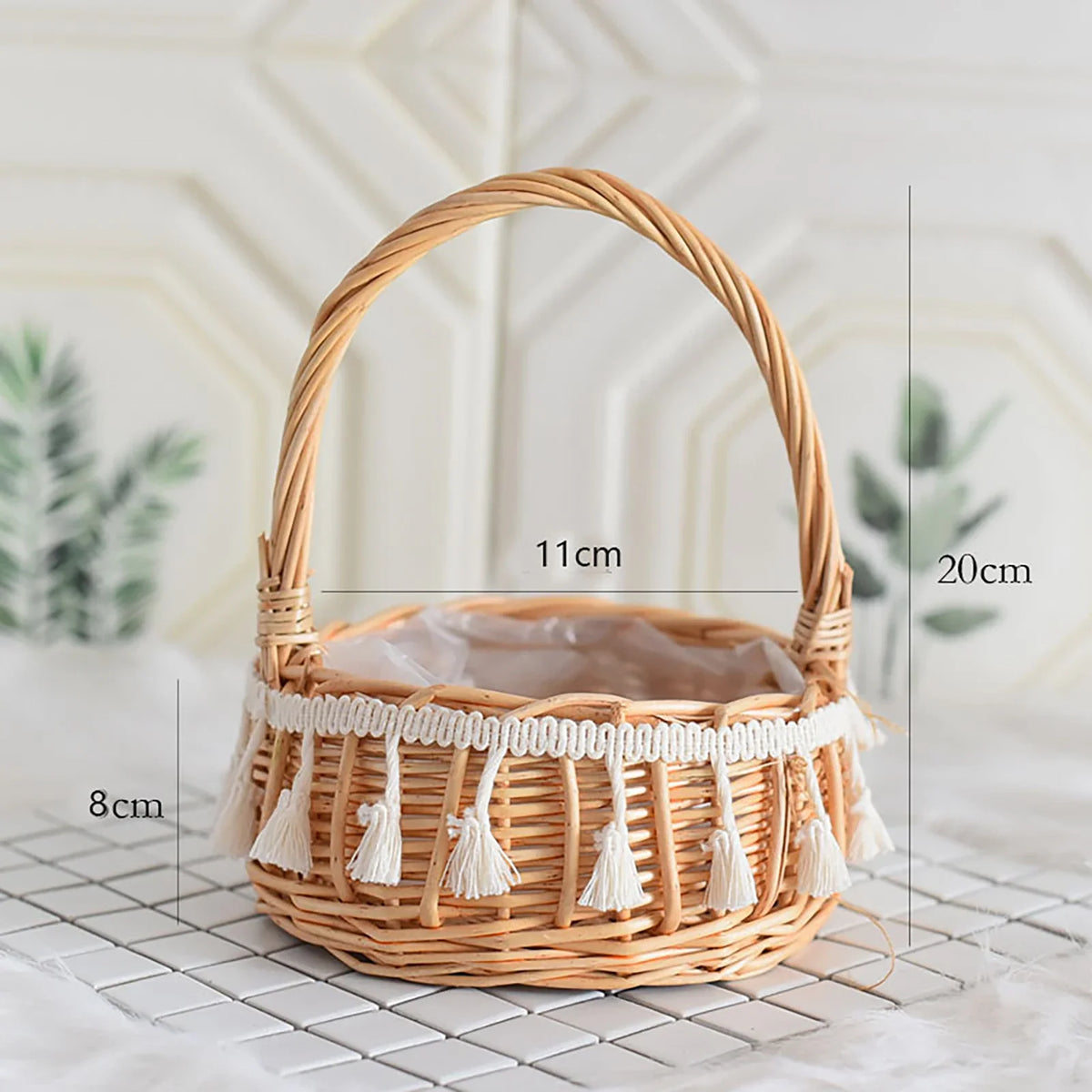 Wedding flower basket with butterfly knot large multipurpose capacity - 03 S