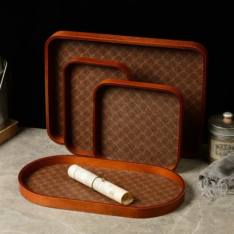 Luxury leather tea plate for decorative storage and jewelry - view 2