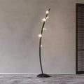 Design floor lamp in Italian leather with glass ball - Cool Light / D30 H162cm / Clear Glass