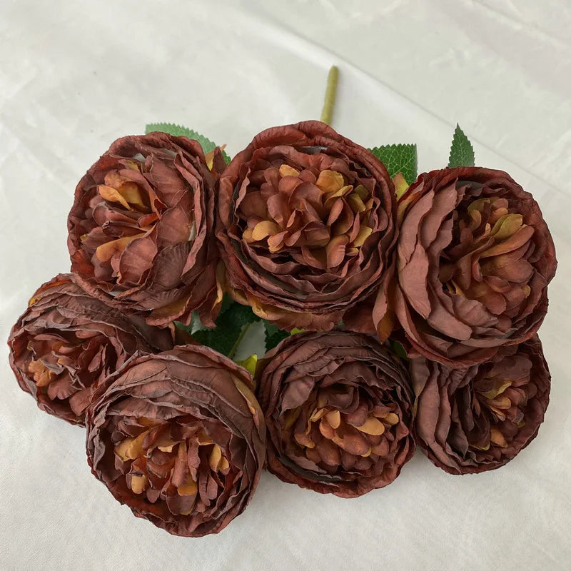 Bouquet of artificial rose wines for wedding and events - Chestnut Brown