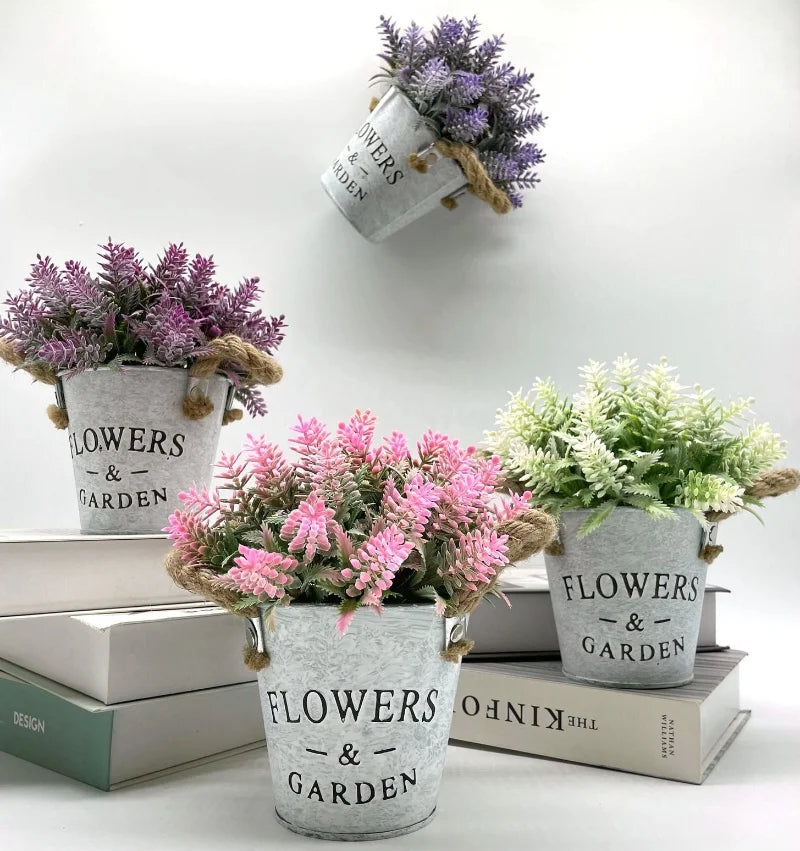 Artificial plant eucalyptus lavender pot for interior decoration - view 4