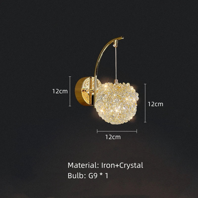Wall sconce in crystal and metal gold elegant design for modern interior - B-12cm / 3 modifiables