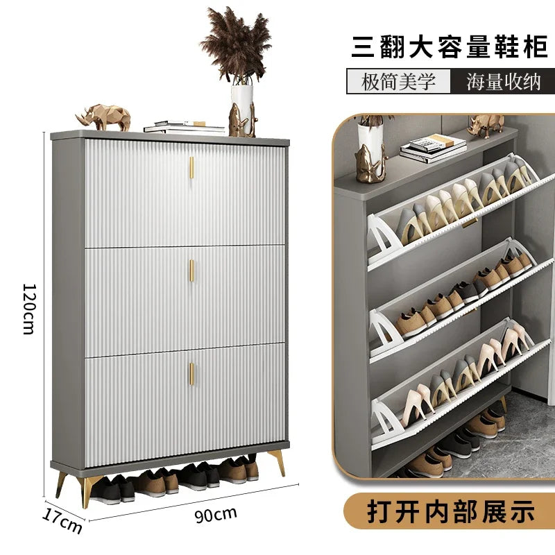Modern multilayer shoe cabinet for optimal storage - 90x17x120cm