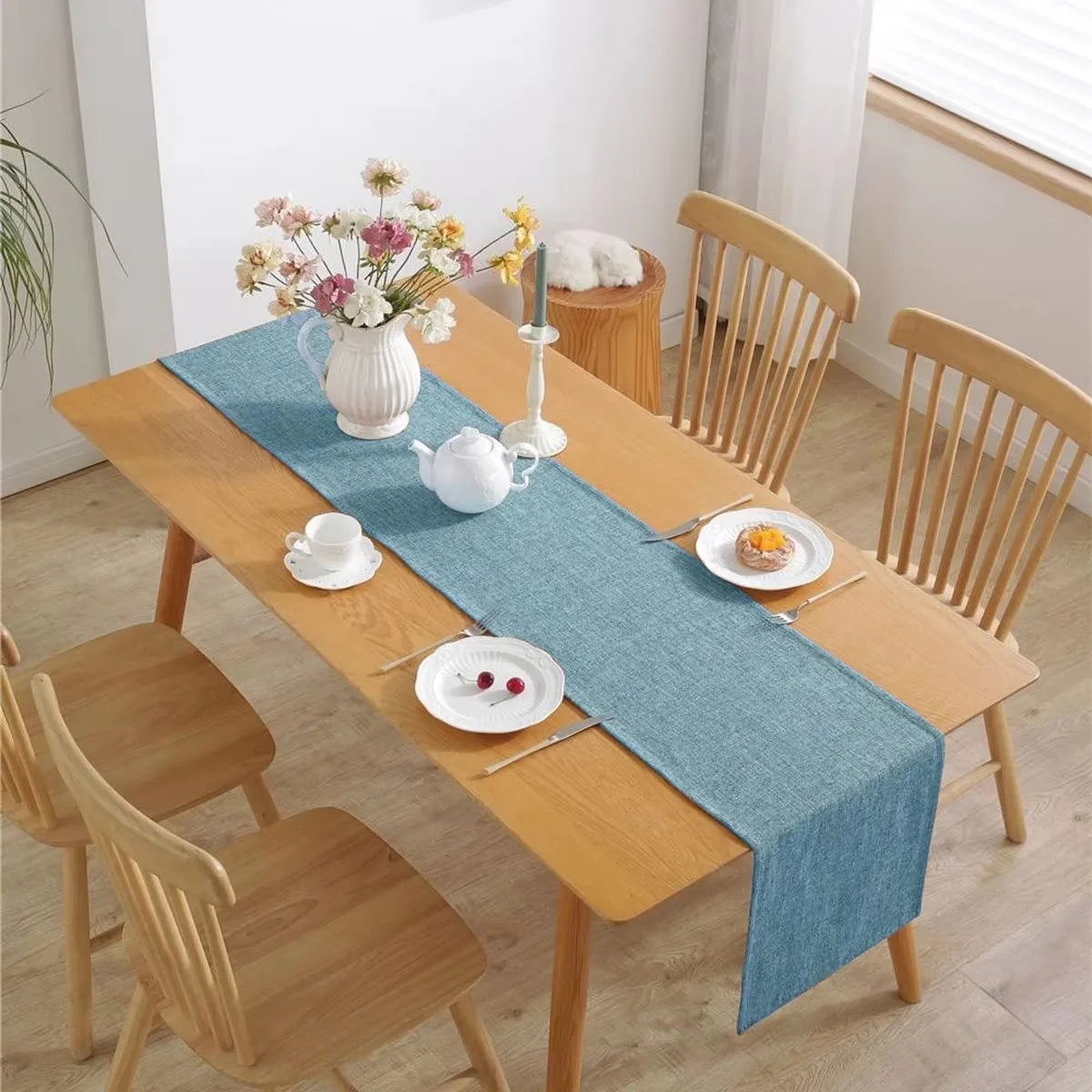 Red table runner christmas polyester uni infrossable - 33x140cm