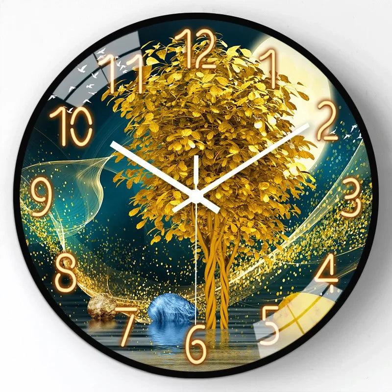 Glass wall clock design modern Chinese style creative and silent - Style4 / 8 pouces