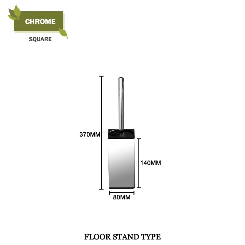 Durable and elegant bathroom brush holder set for bathroom - Square Short Chrome