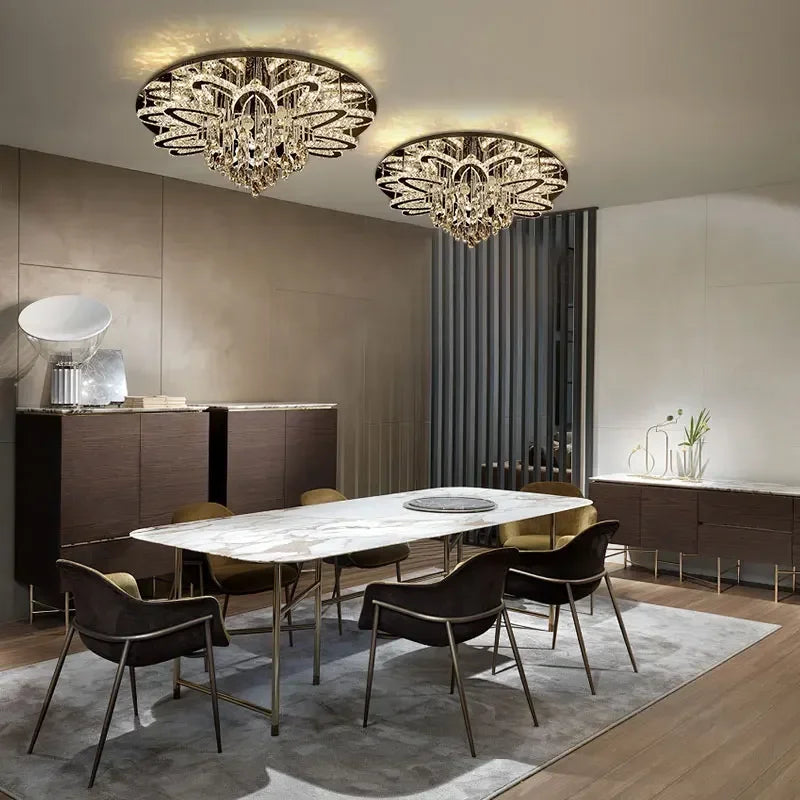 Modern led ceiling lamp in crystal and stainless steel elegant design for interior - view 5