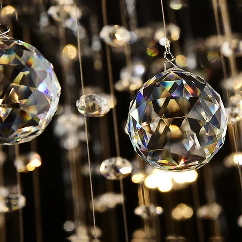 Led chandelier with crystal balls for modern interior - view 6