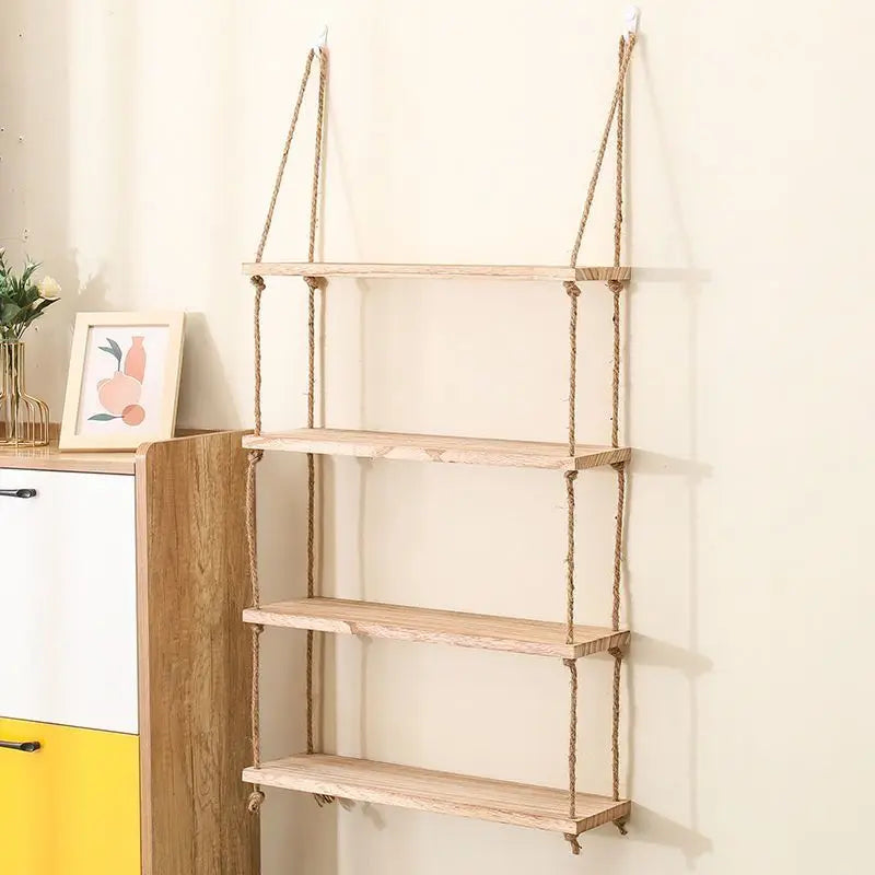 Hanging wooden wall shelves for Nordic decoration - Wood 4 Layers