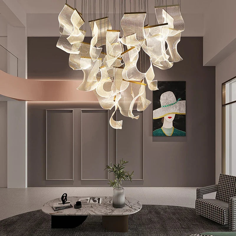 Acrylic chandelier with led design for modern interior decoration - view 2