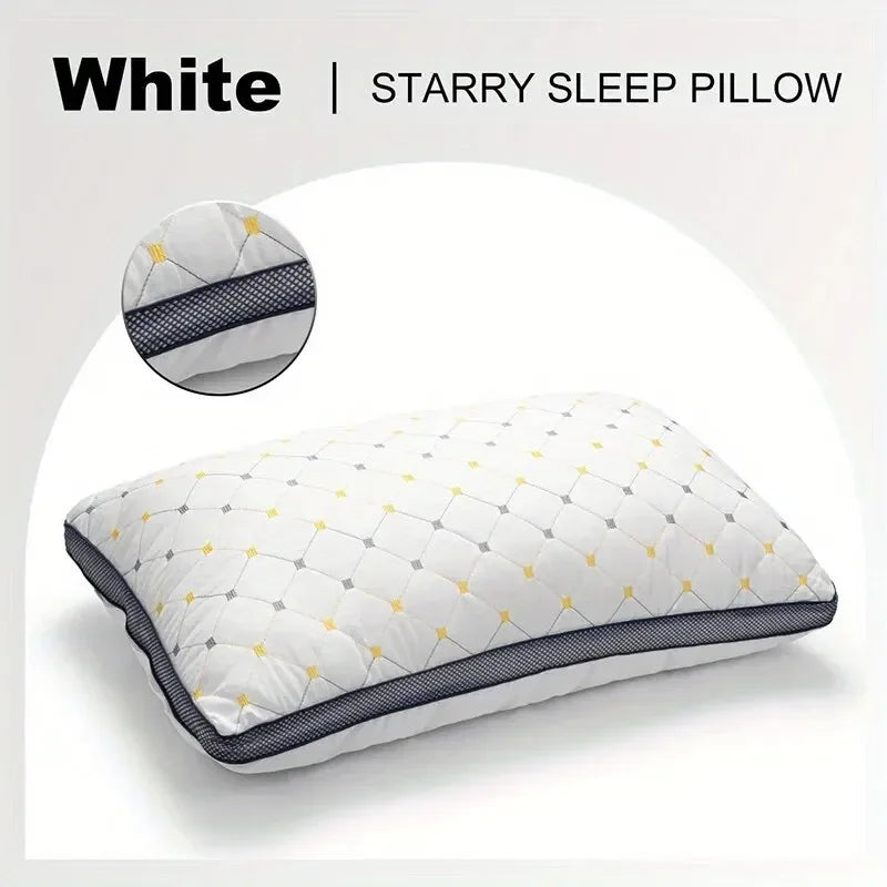 Full Sky Star Embroidered Fiber Neck Pillow Core, Quick Rebound - White and blue / 48*74