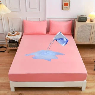 Kuup Safe Waterproof Mattress Protector, Soft Comfortable Breathable Solid Color Bedding Mattress Cover Fitted, No Pillowcases - W 1s fen se / King
