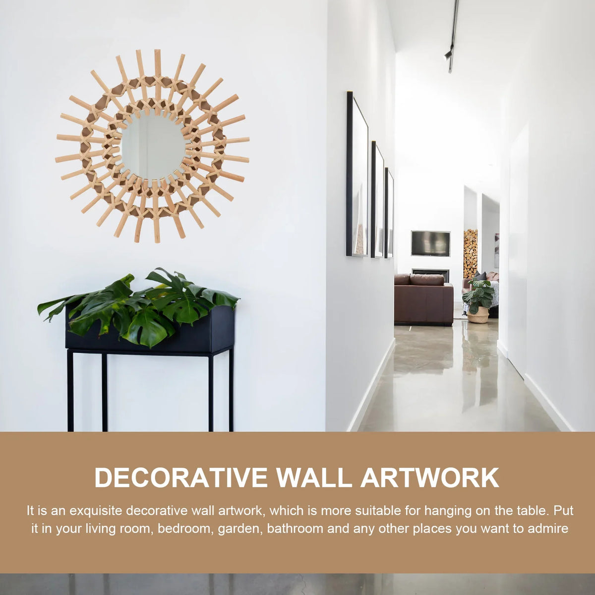 Woven rattan decorative mirror for a natural touch - view 2