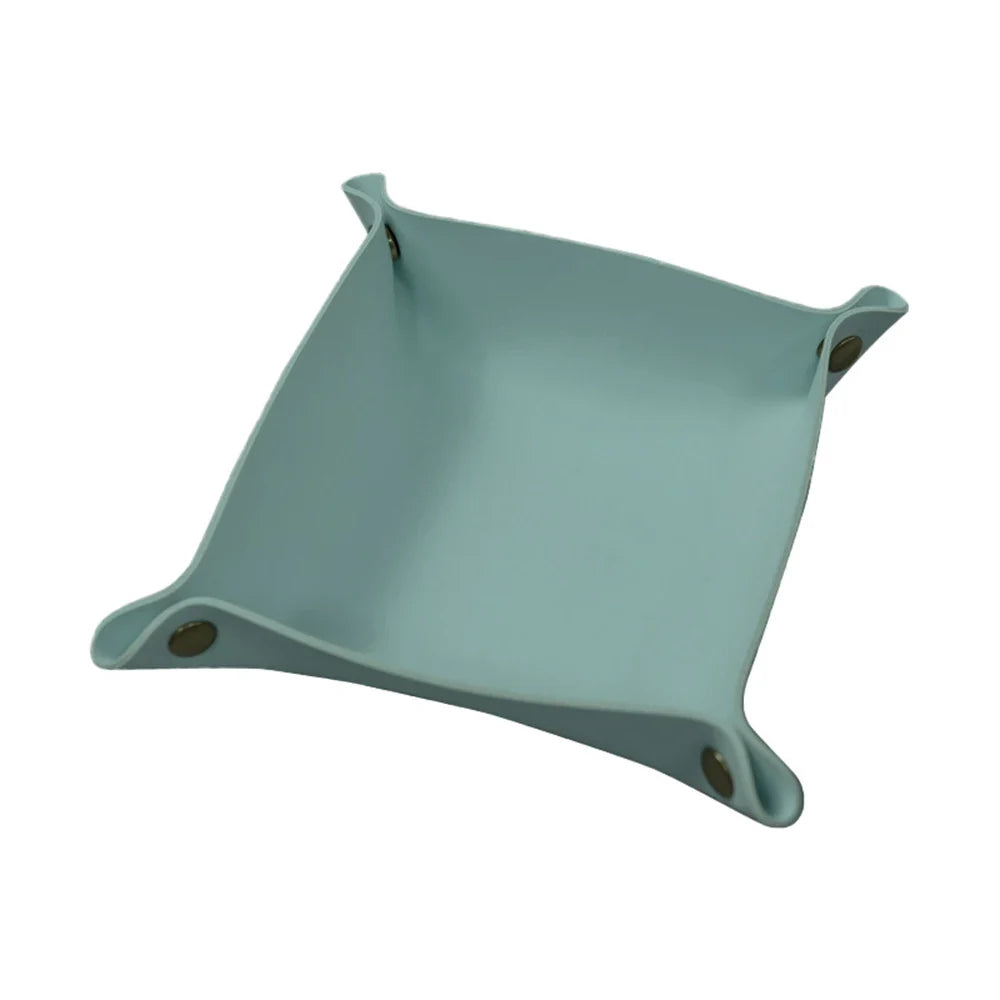 Foldable leather top for various storage and decoration - Light Blue / 5,91 x 5,91 pouces