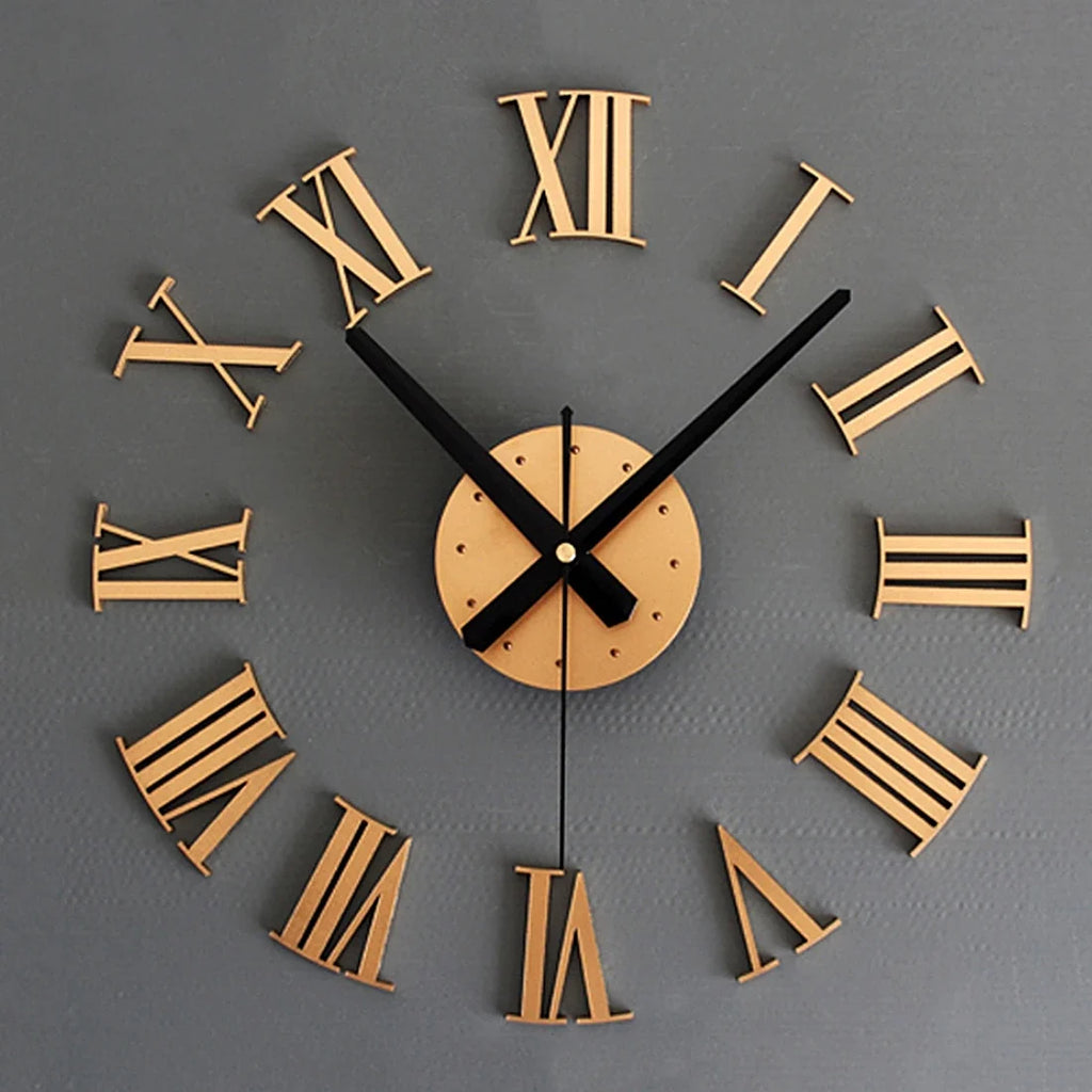 3D wall clock with Roman numerals to customize artistic decoration - Silver