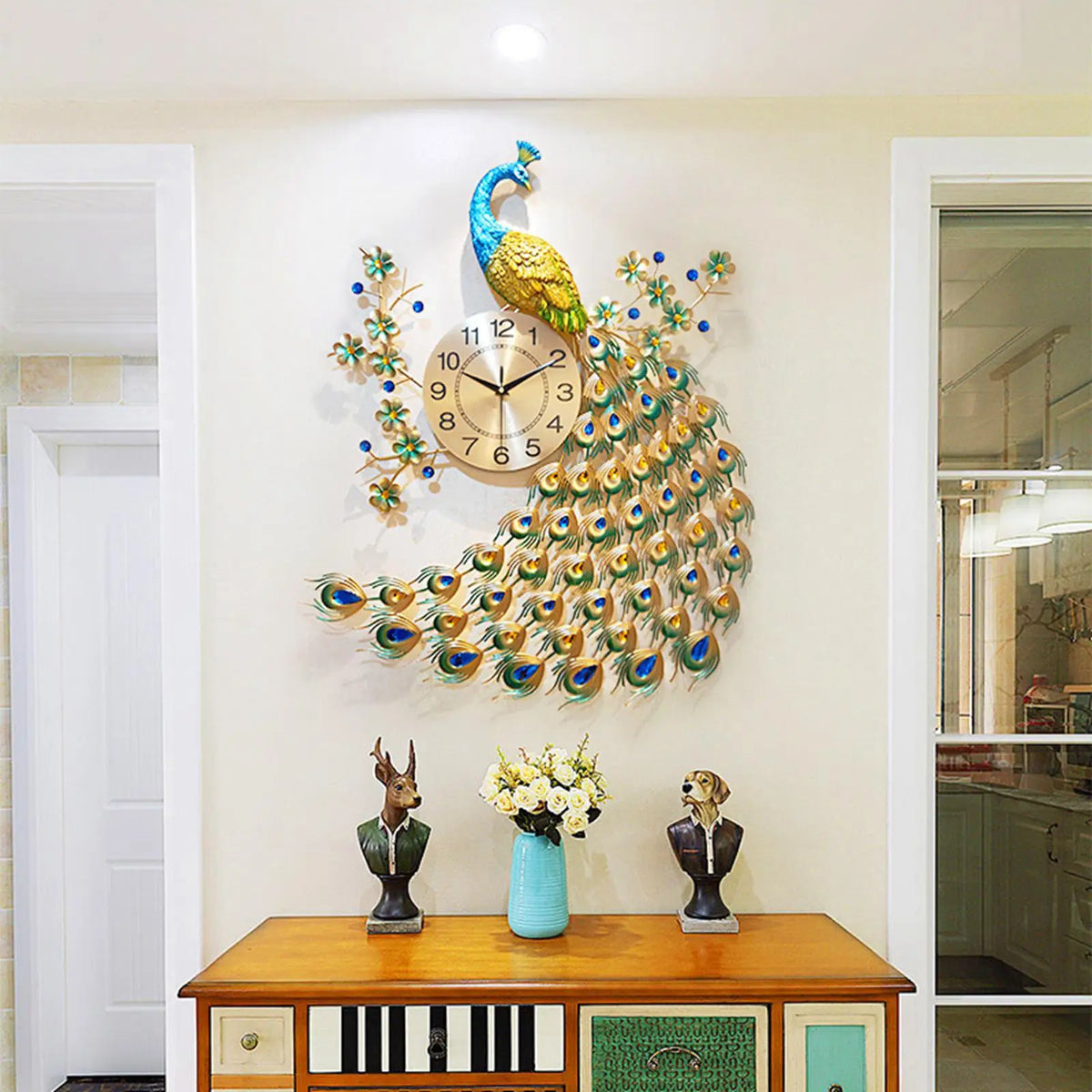 Modern wall clock in peacock shape for interior decoration - view 3