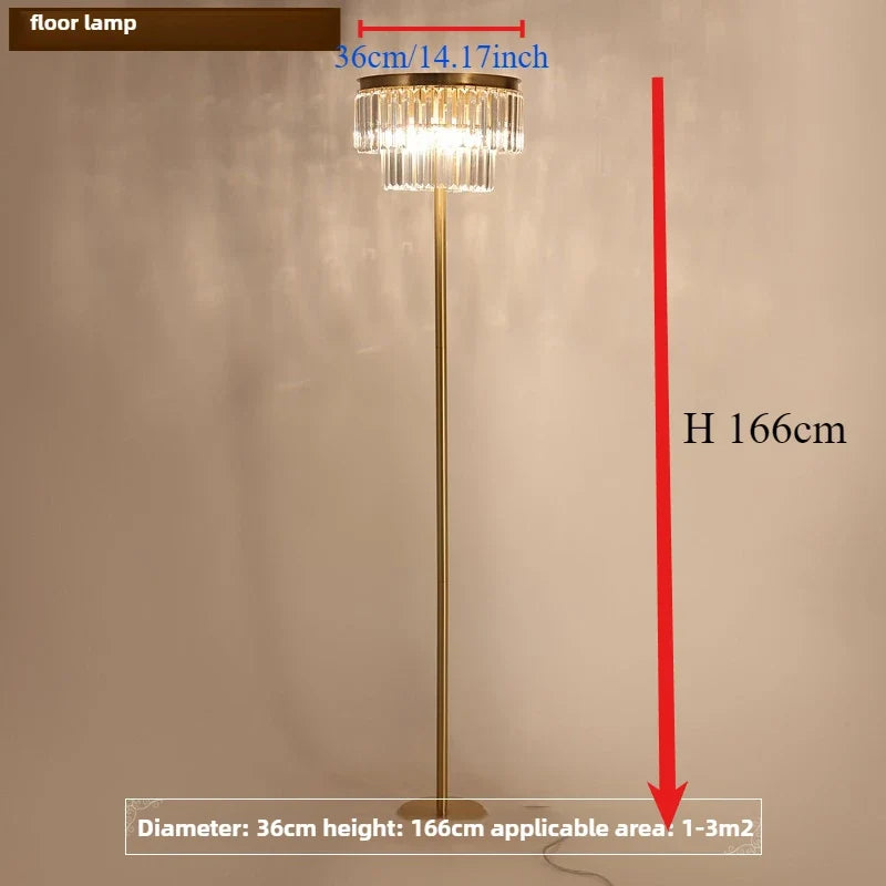 Modern design copper crystal desk lamp luxury - 6000K / Height 166cm